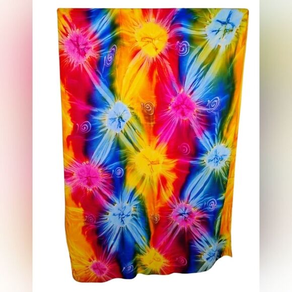 Tie Dye Tapestry 66" x 45" Vibrant Multicolors - Picture 1 of 12